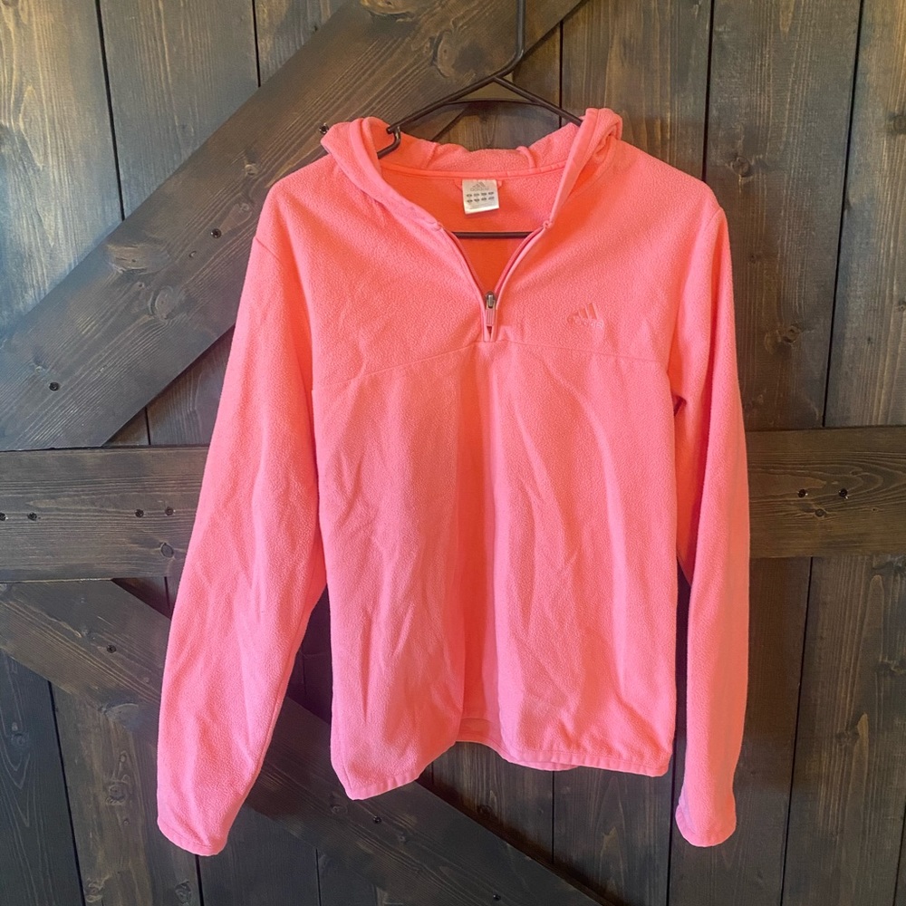 Neon pink Adidas climawarm quarter zip hoodie